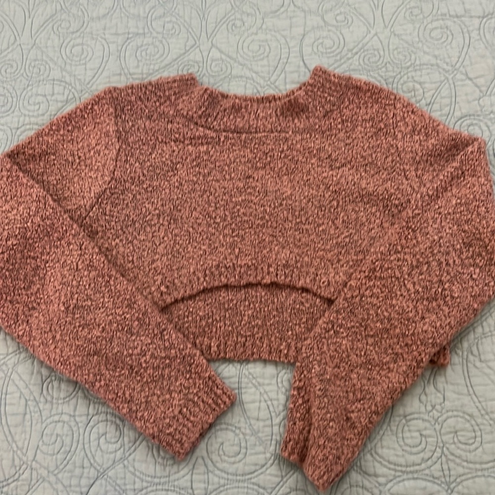 Dusty Pink Teddy Cropped Sweater